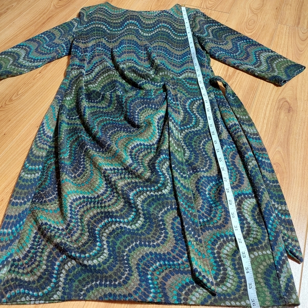 PULL IN 24HRS Shelby & Palmer Knit Blue Green Dress Size Medium - Picture 2 of 11